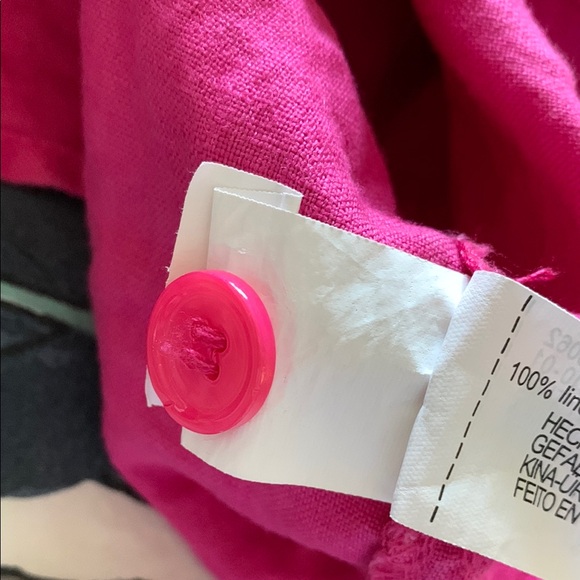 Zara Magenta Fuchsia Cropped Boxy Button Down Linen Shirt - Picture 7 of 12